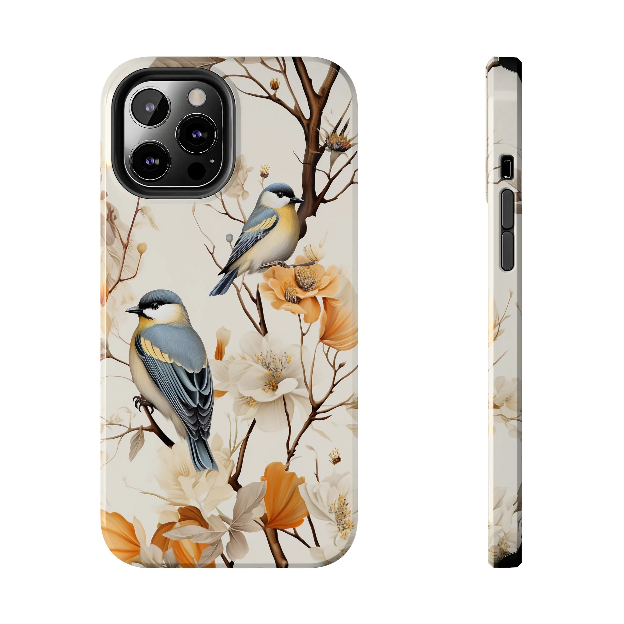 Dried Flowers and Birds Digital print Design Tough Phone Case compatible with a large variety of iPhone models, Gift, Phone Case