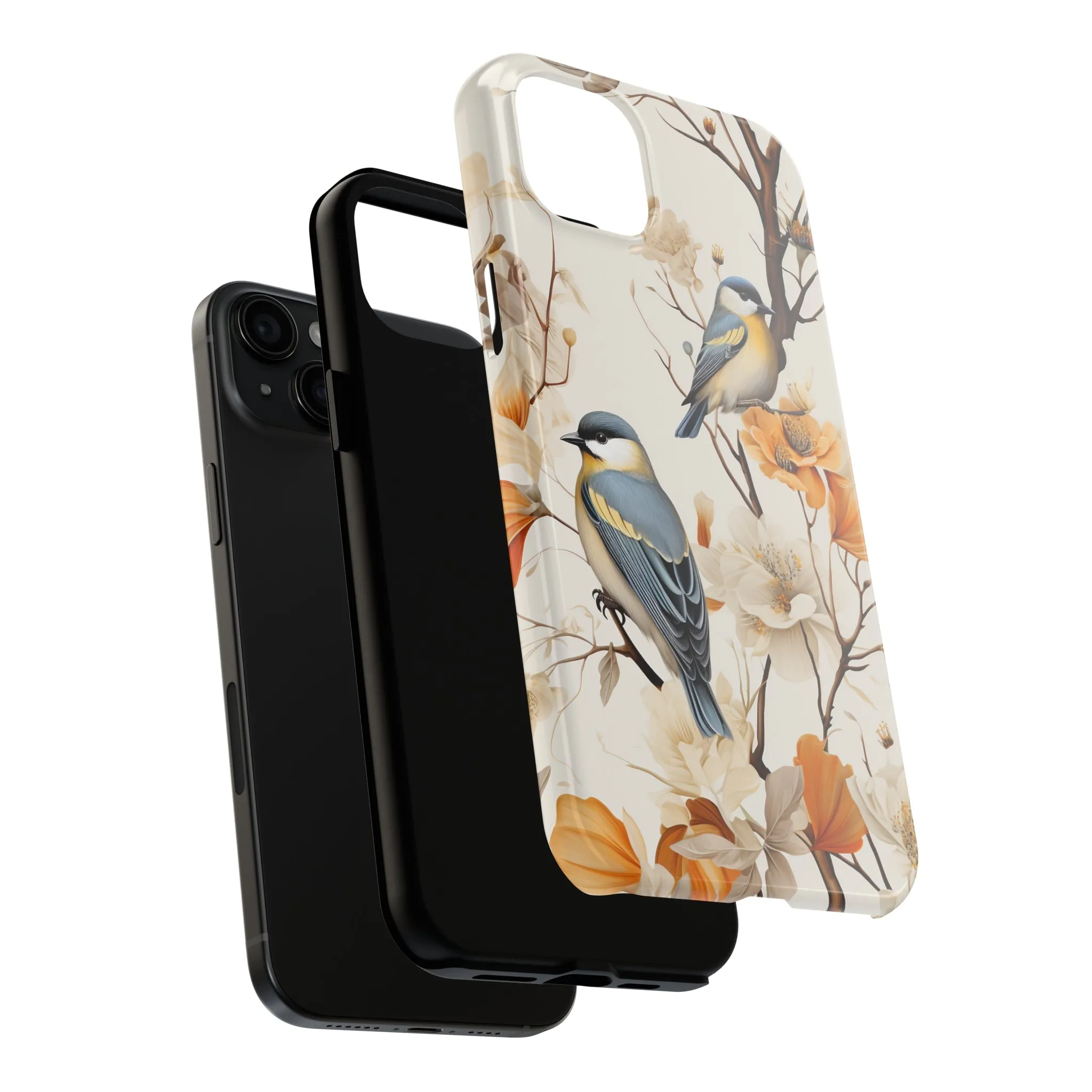 Dried Flowers and Birds Digital print Design Tough Phone Case compatible with a large variety of iPhone models, Gift, Phone Case