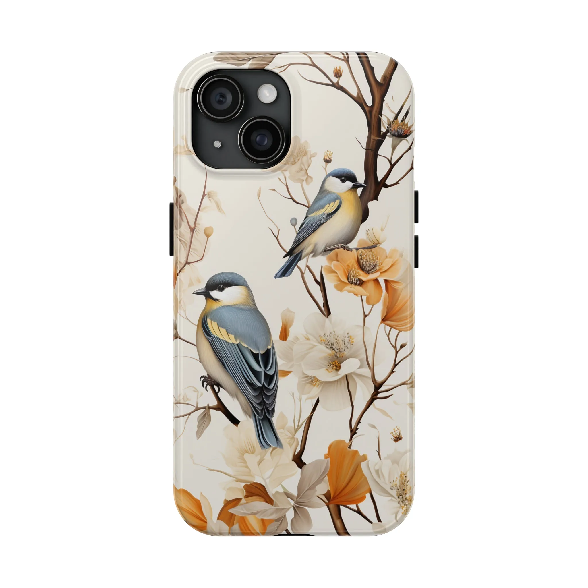 Dried Flowers and Birds Digital print Design Tough Phone Case compatible with a large variety of iPhone models, Gift, Phone Case