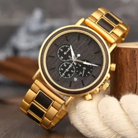 Dubai - Golden Steel & Ebony Chronograph