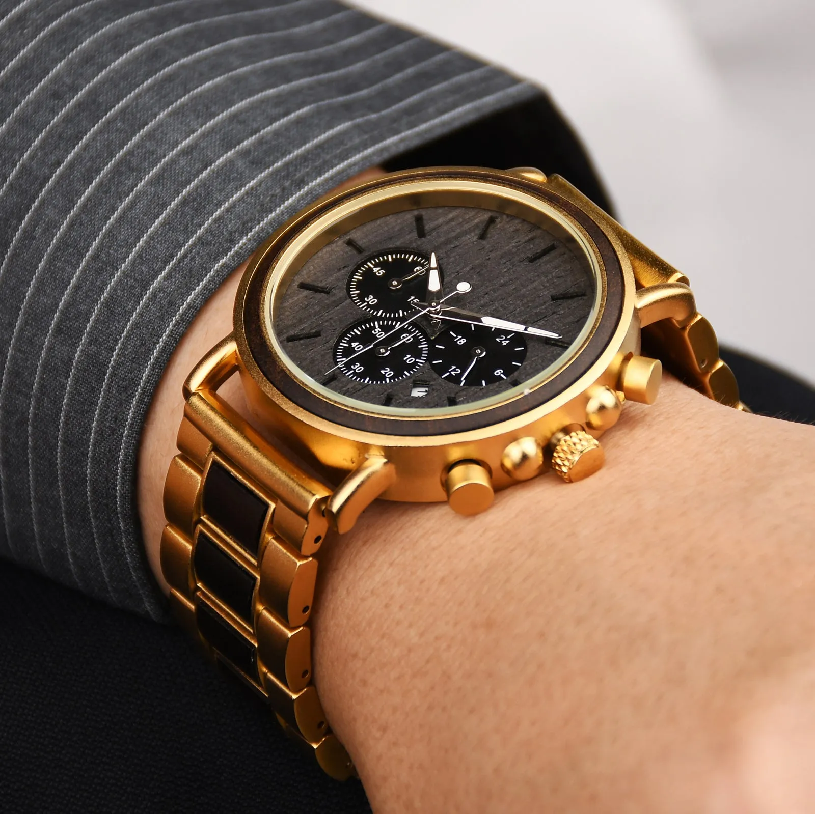 Dubai - Golden Steel & Ebony Chronograph