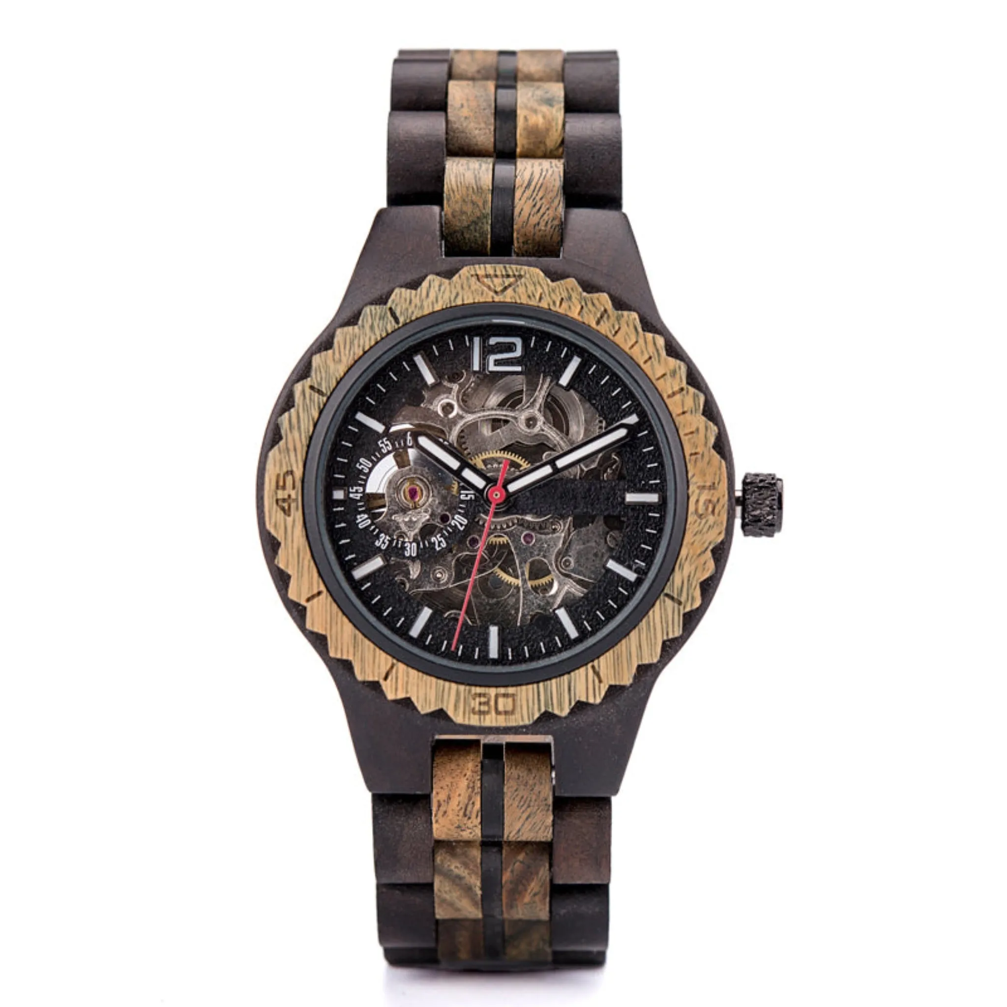 El Salvador - Hollow Face Ebony & Green Sandalwood Mechanical Watch