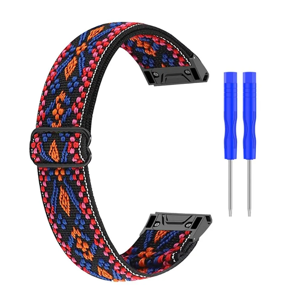 Elastic nylon cool pattern watch strap for Garmin watch - Orange Pink