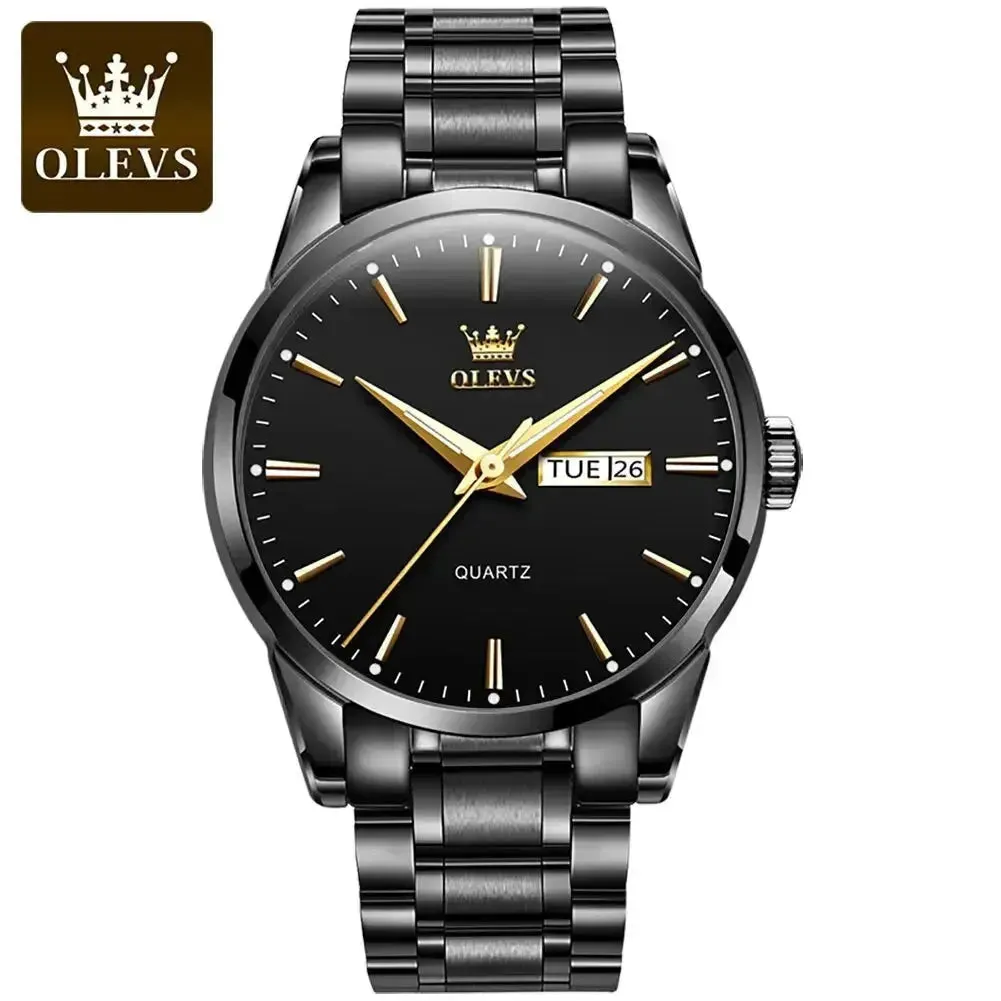 Elegance® 6898 Gold Classic Men Wristwatch Classic Gold Wrist Watches For Top Brand Luxury Business Date Waterproof Luminous Stainless Steel Men Quartz Wristwatch