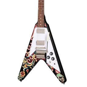 Epiphone Jimi Hendrix Love Drops Flying V Ebony w/Graphic w/case