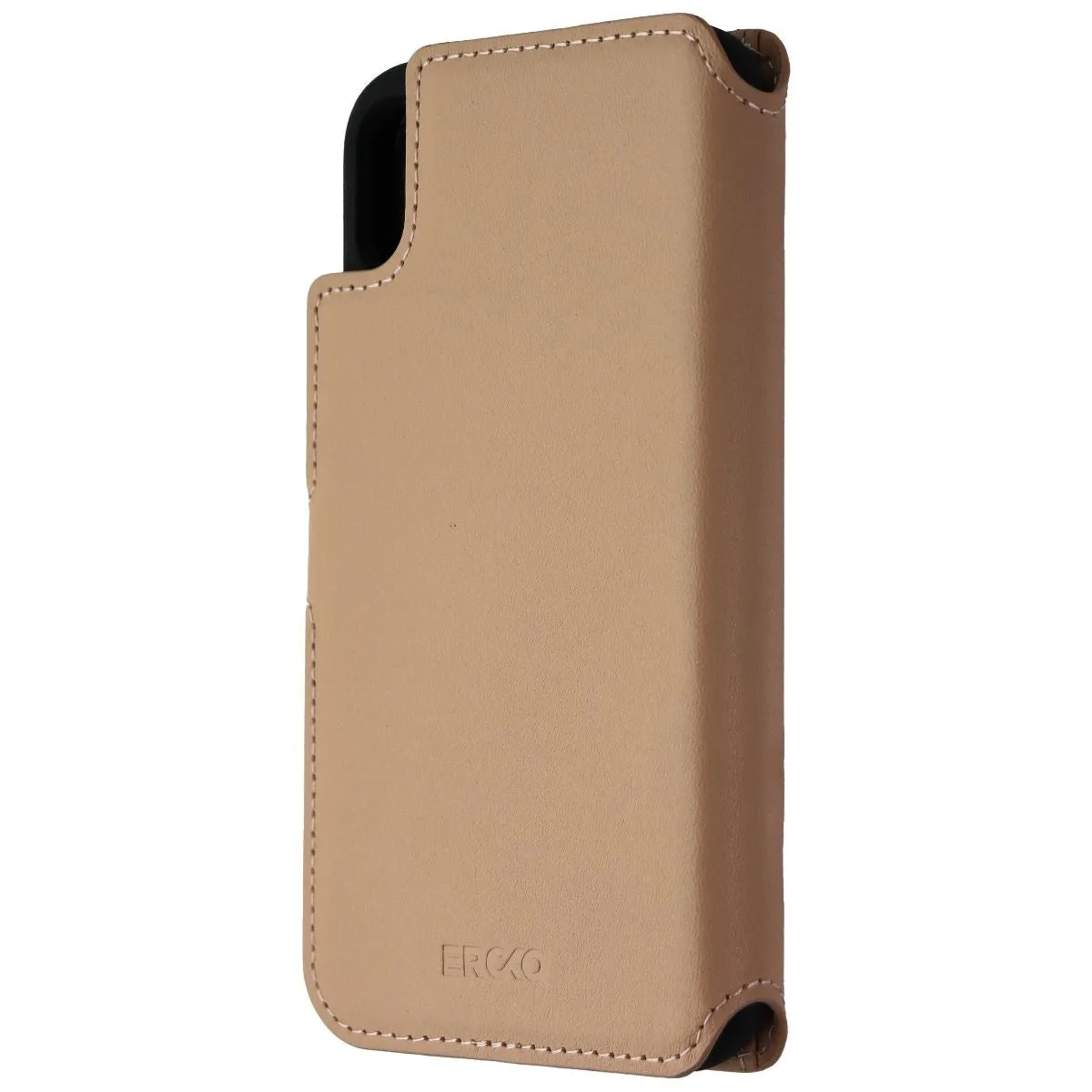 ERCKO 2-in-1 Magnet Wallet Leather Case for iPhone XR - Light Brown/Black