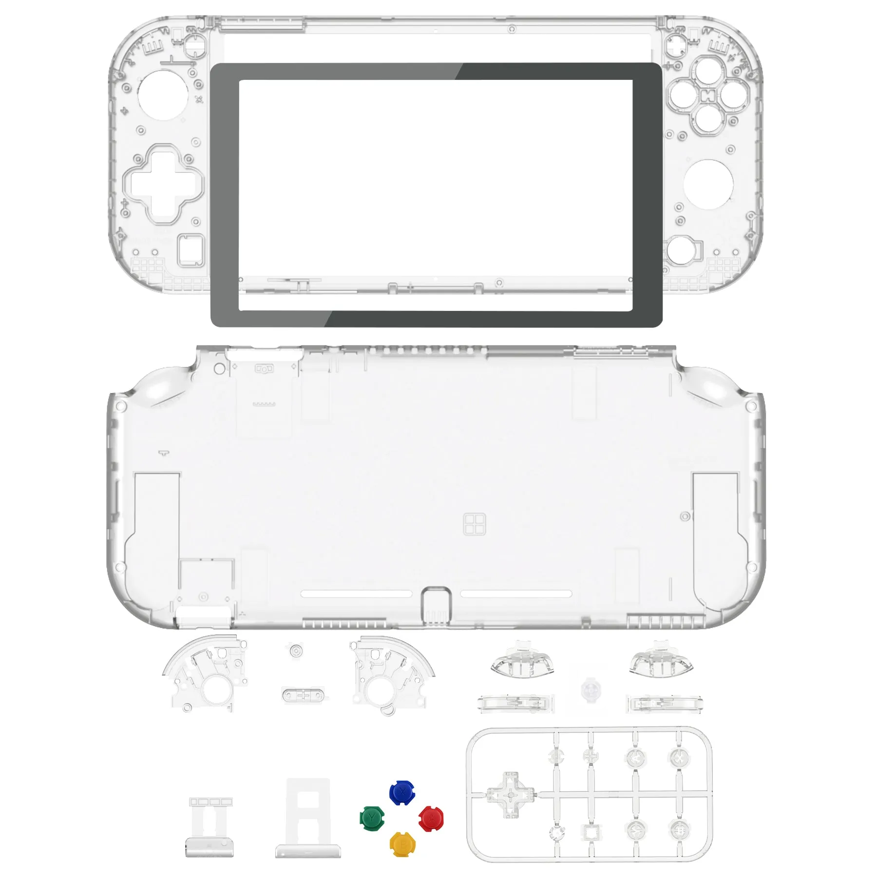 eXtremeRate Crystal Clear DIY Replacement Shell for NS Switch Lite, NSL Handheld Controller Housing with Screen Protector, Custom Case Cover for NS Switch Lite - DLP323