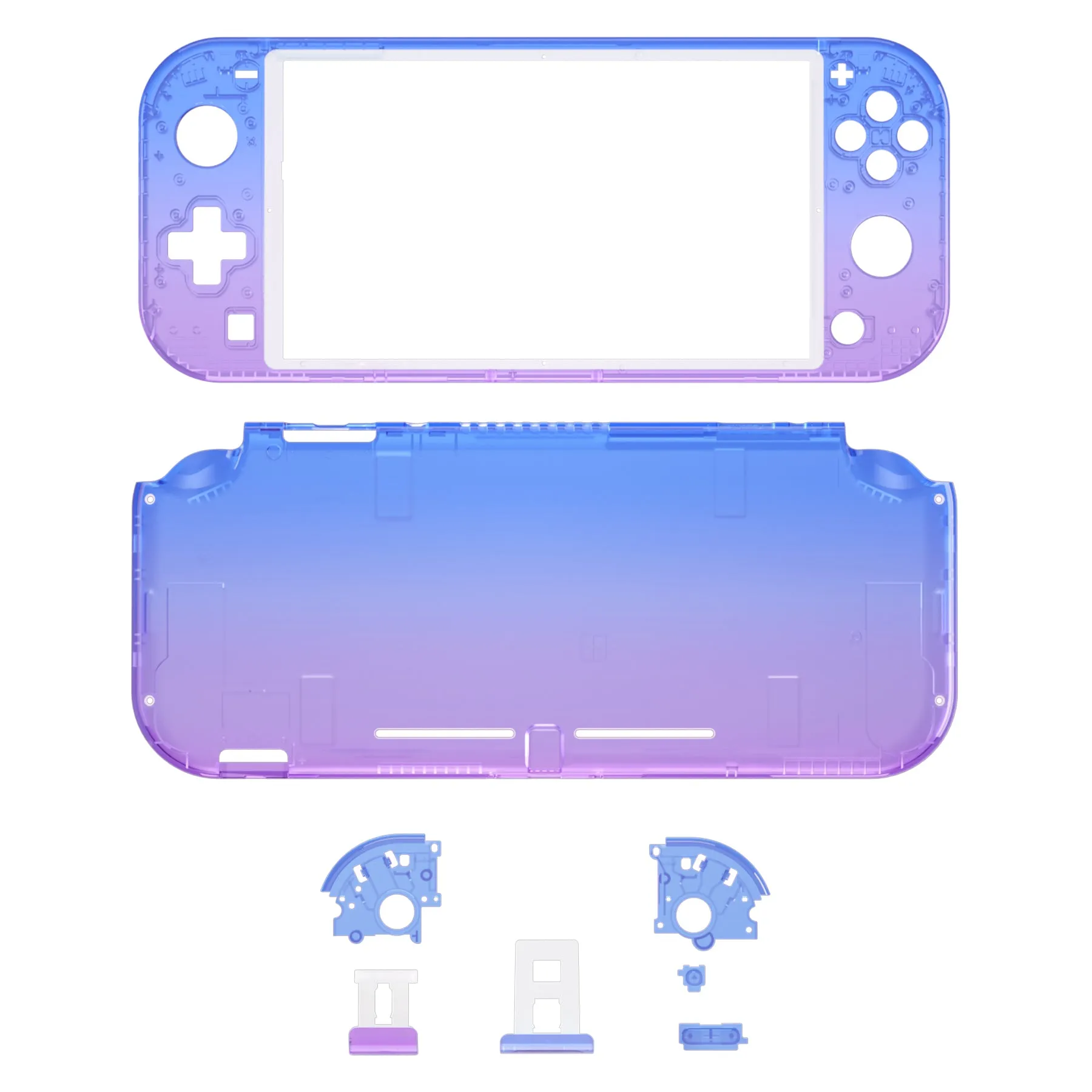 eXtremeRate Gradient Translucent Bluebell DIY Replacement Shell for Nintendo Switch Lite, NSL Handheld Controller Housing with Screen Protector, Custom Case Cover for Nintendo Switch Lite - DLP317