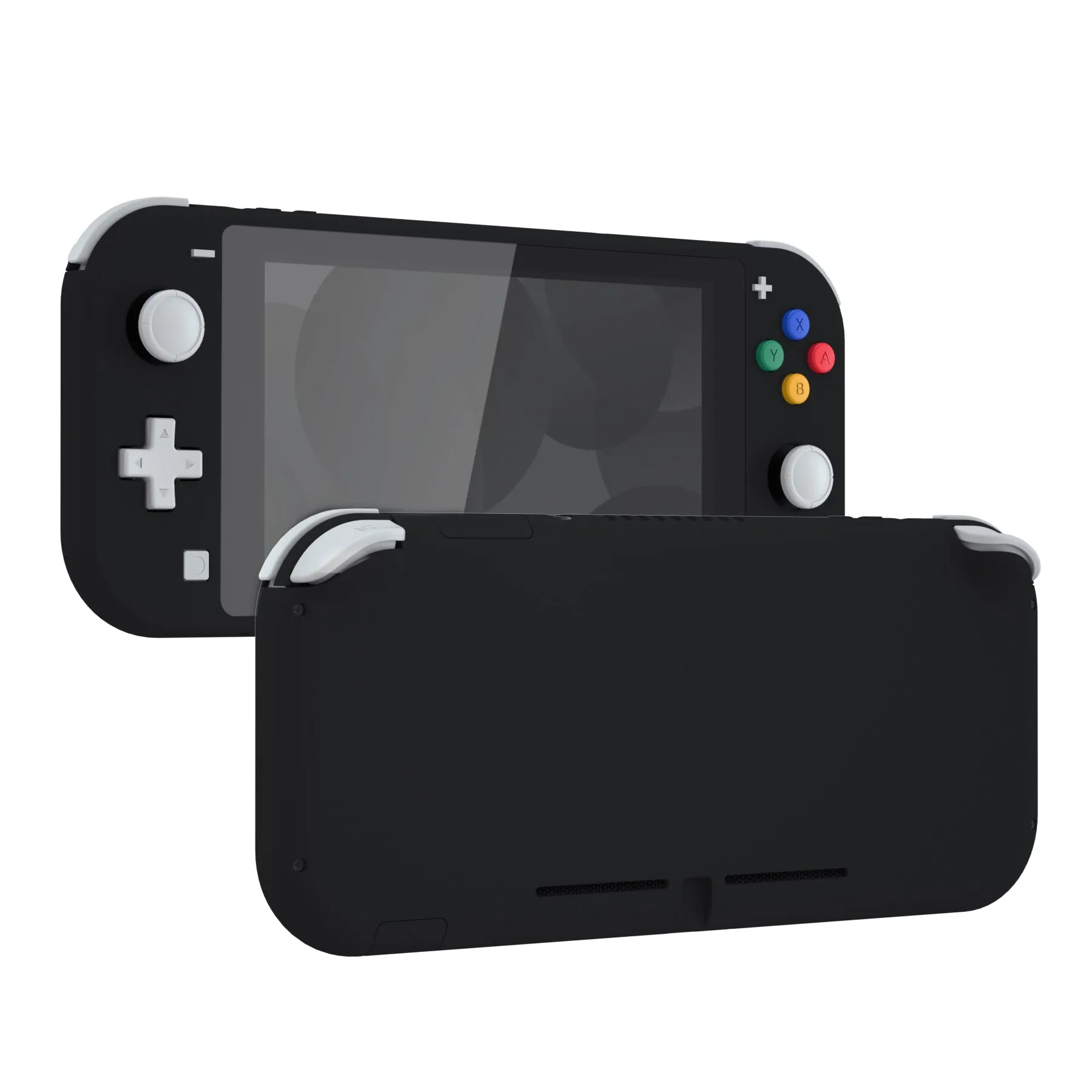 eXtremeRate Soft Touch Black DIY Replacement Shell for Nintendo Switch Lite, NSL Handheld Controller Housing w/ Screen Protector, Custom Case Cover for Nintendo Switch Lite - DLP309