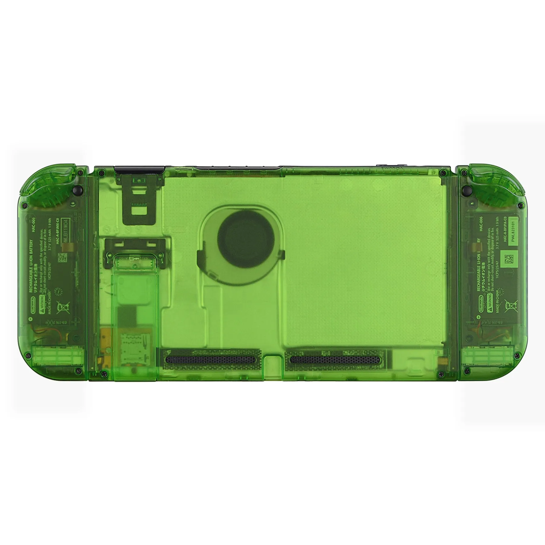 eXtremeRate Transparent Clear Green Back Plate for NS Switch Console, NS Joycon Handheld Controller Housing with Full Set Buttons, DIY Replacement Shell for NS Switch - QM503