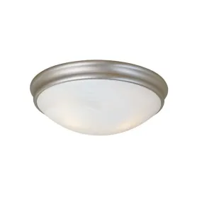 Flush Mount Fixture - Satin Nickel - Faux Alabaster Glass - 14in. Diameter - E26 Medium Base