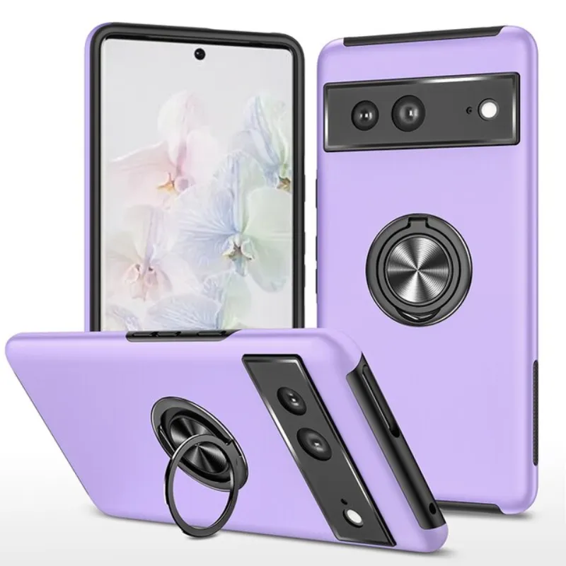 For Google Pixel 7 Luxury TPU   Hard PC  Magnet Shockproof Armor Protect Phone Case With Stand Ring