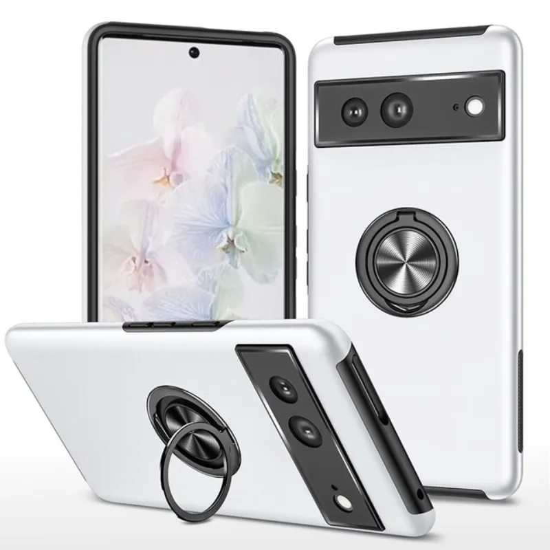 For Google Pixel 7 Luxury TPU   Hard PC  Magnet Shockproof Armor Protect Phone Case With Stand Ring