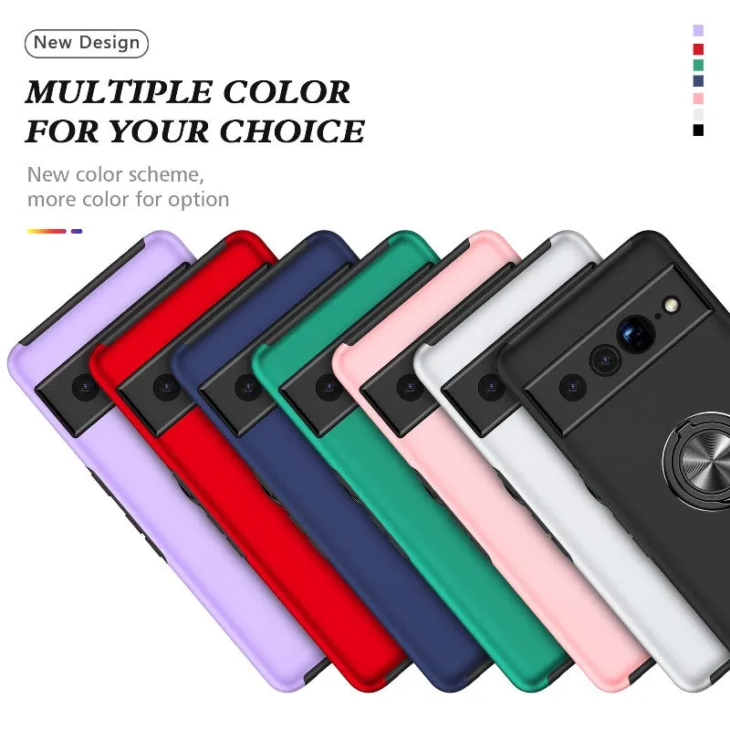 For Google Pixel 7 Luxury TPU   Hard PC  Magnet Shockproof Armor Protect Phone Case With Stand Ring