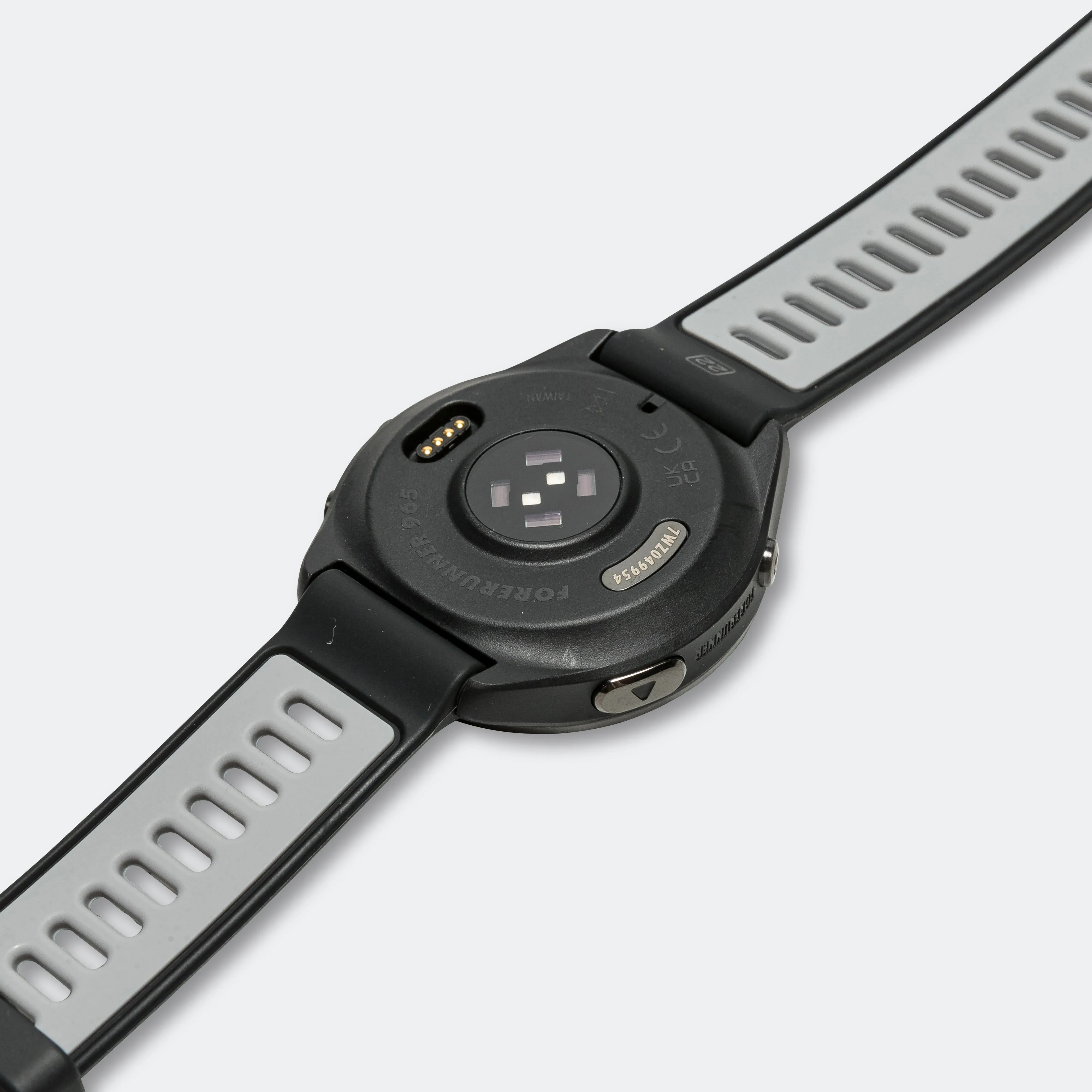 Forerunner™ 965 - Titanium Bezel w/Black Case & Black/Powder Grey Silicone Band