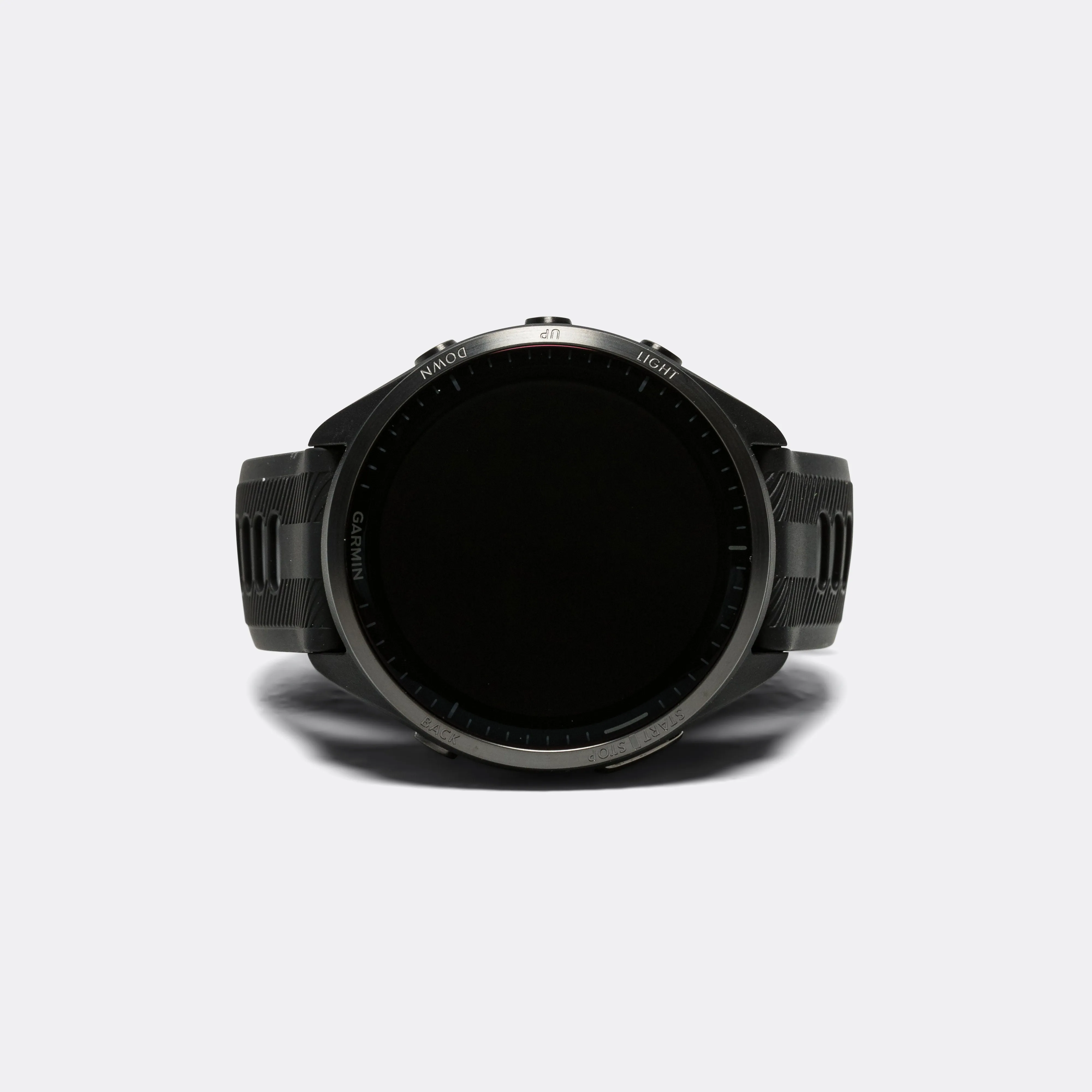 Forerunner™ 965 - Titanium Bezel w/Black Case & Black/Powder Grey Silicone Band