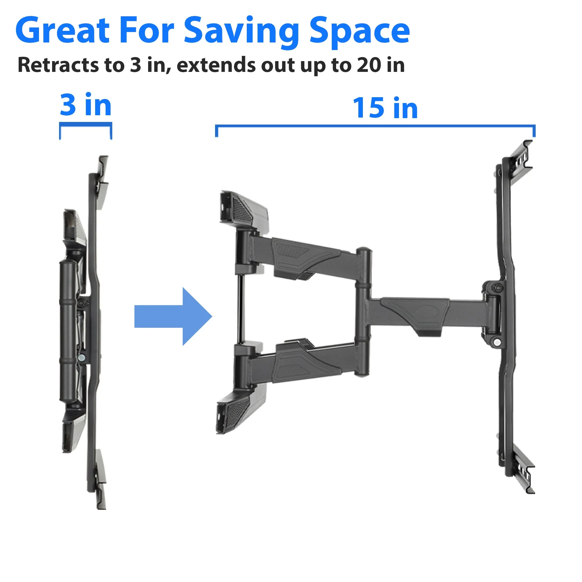 Full Motion Swivel TV Mount 42-70" Screen w/ 10' HDMI Cable