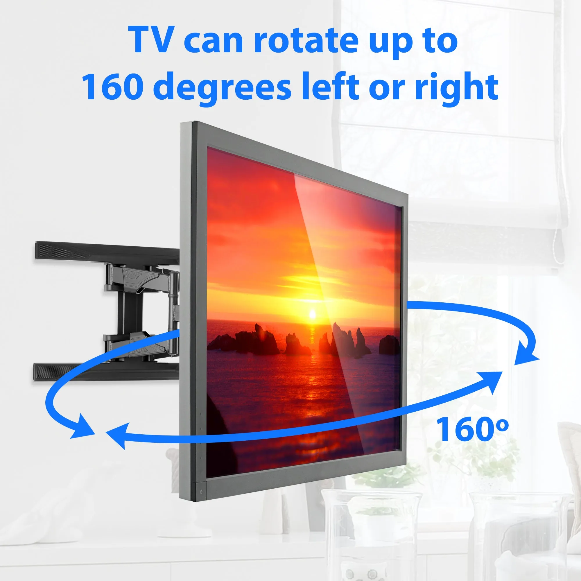 Full Motion Swivel TV Mount 42-70" Screen w/ 10' HDMI Cable