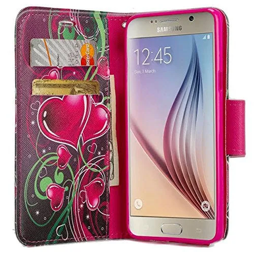 Galaxy Note 5 Case, Wrist Strap Magnetic Fold[Kickstand] Pu Leather Wallet Case with ID & Credit Card Slots for Samsung Galaxy Note 5 - Heart Strings