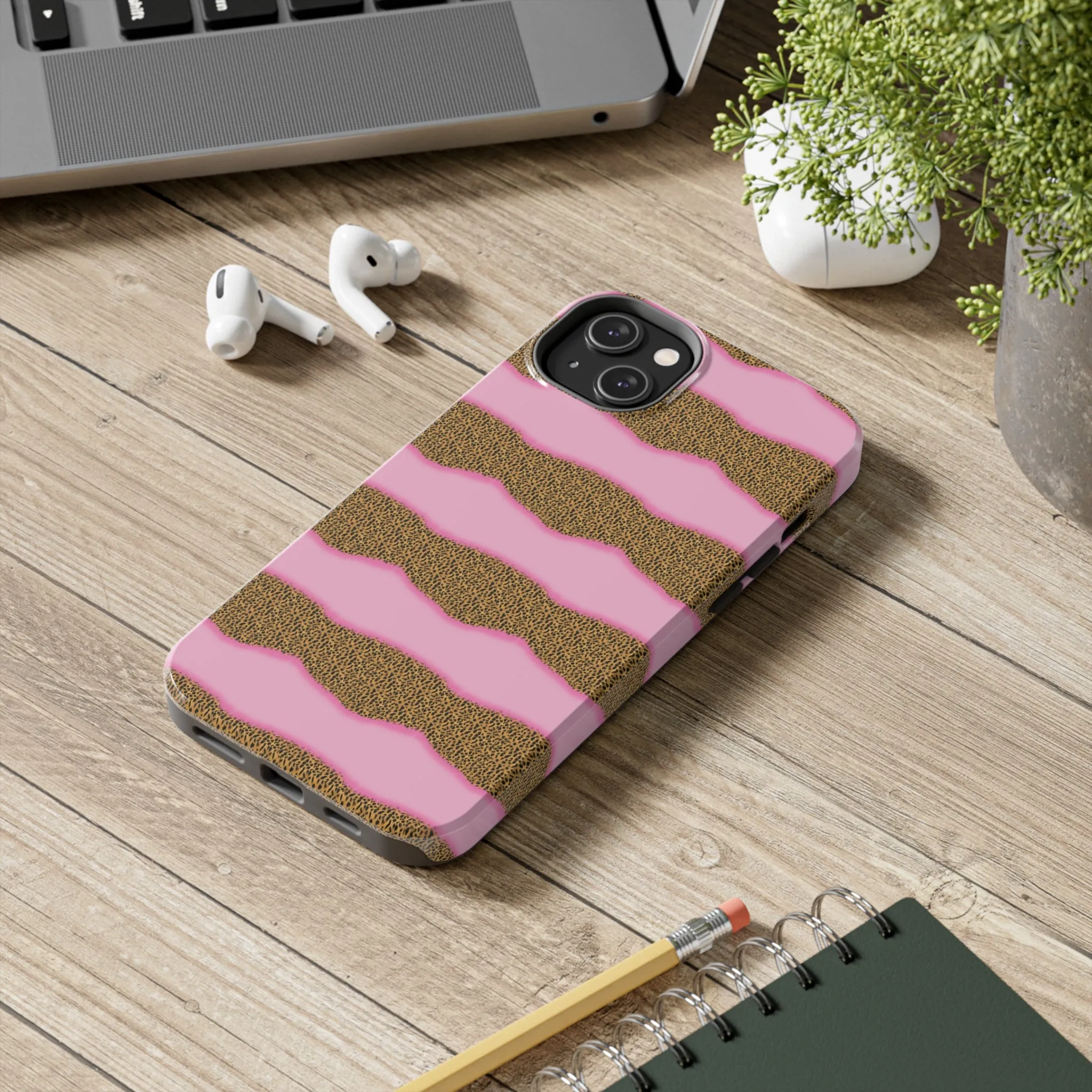 Girly Cheetah Wave Design Phone Case- Lightweight, Impact Resistant Cover for iPhone 6, 6s, 12, 13, 14, 15