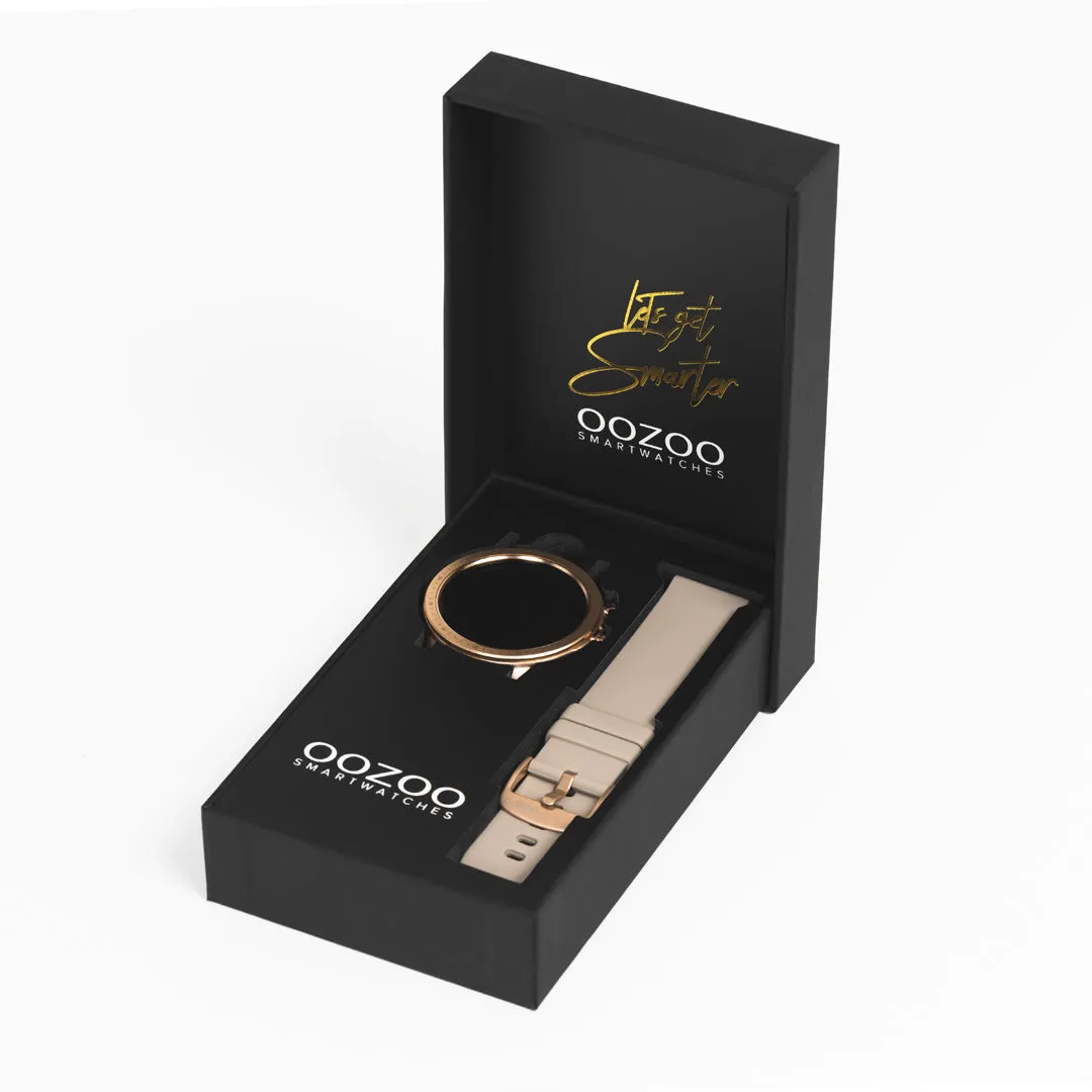 Gold coloured OOZOO smartwatch with dark blue rubber strap - Q00321