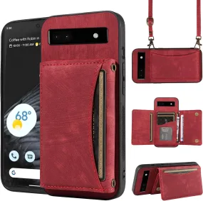 Google Pixel 6 Pro Wallet Cover Crossbody Shoulder Strap Card Holder