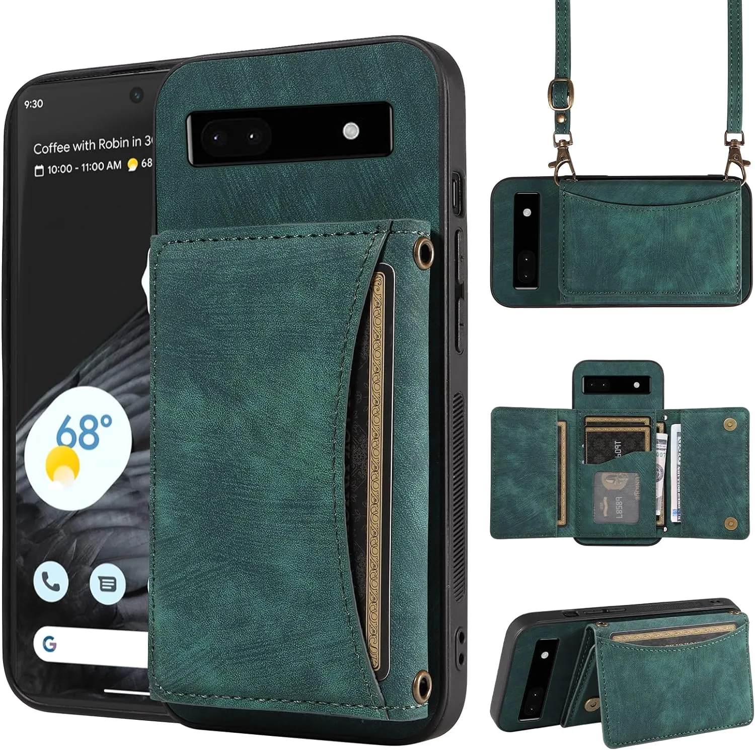 Google Pixel 6 Pro Wallet Cover Crossbody Shoulder Strap Card Holder