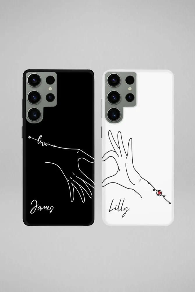 Hand Heart Couple Customized Hard Mobile Case - iPhone, Samsung, OnePlus & Xiaomi