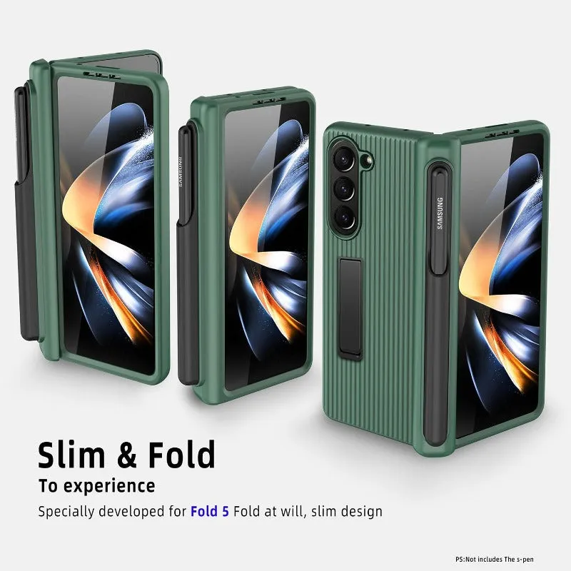 Hinge Armor Rugged Phone Case With Front Screen Glass For Samsung Galaxy Z Fold 5 4