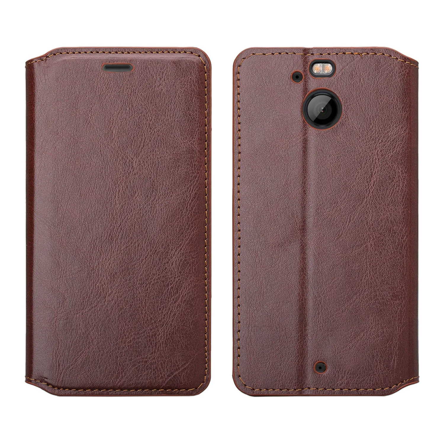 HTC Bolt Case, HTC Bolt Wallet Case, Slim Flip Folio [Kickstand] Pu Leather Wallet Case with ID & Credit Card Slots - Brown