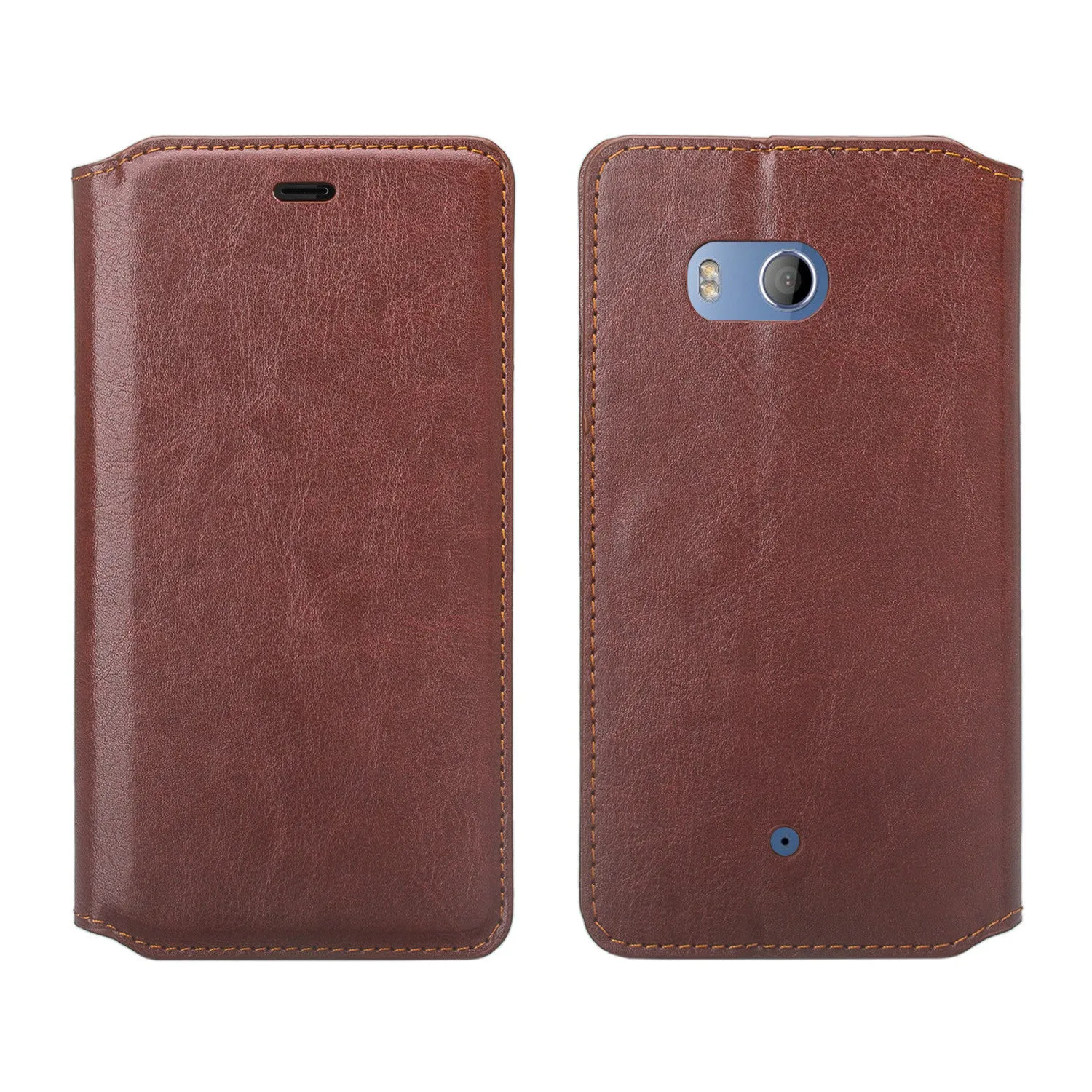 HTC U11 Wallet Case, Pu Leather Wallet Case [Kickstand] with ID & Credit Card Slots - Brown