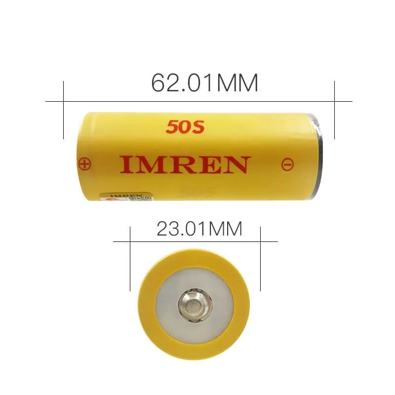 IMREN 50S 26650 5000mAh 50A Rechargeable Lithium Battery  (2PCS/Pack)