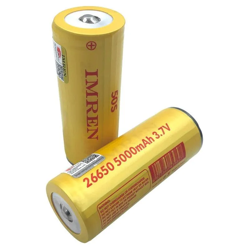 IMREN 50S 26650 5000mAh 50A Rechargeable Lithium Battery  (2PCS/Pack)