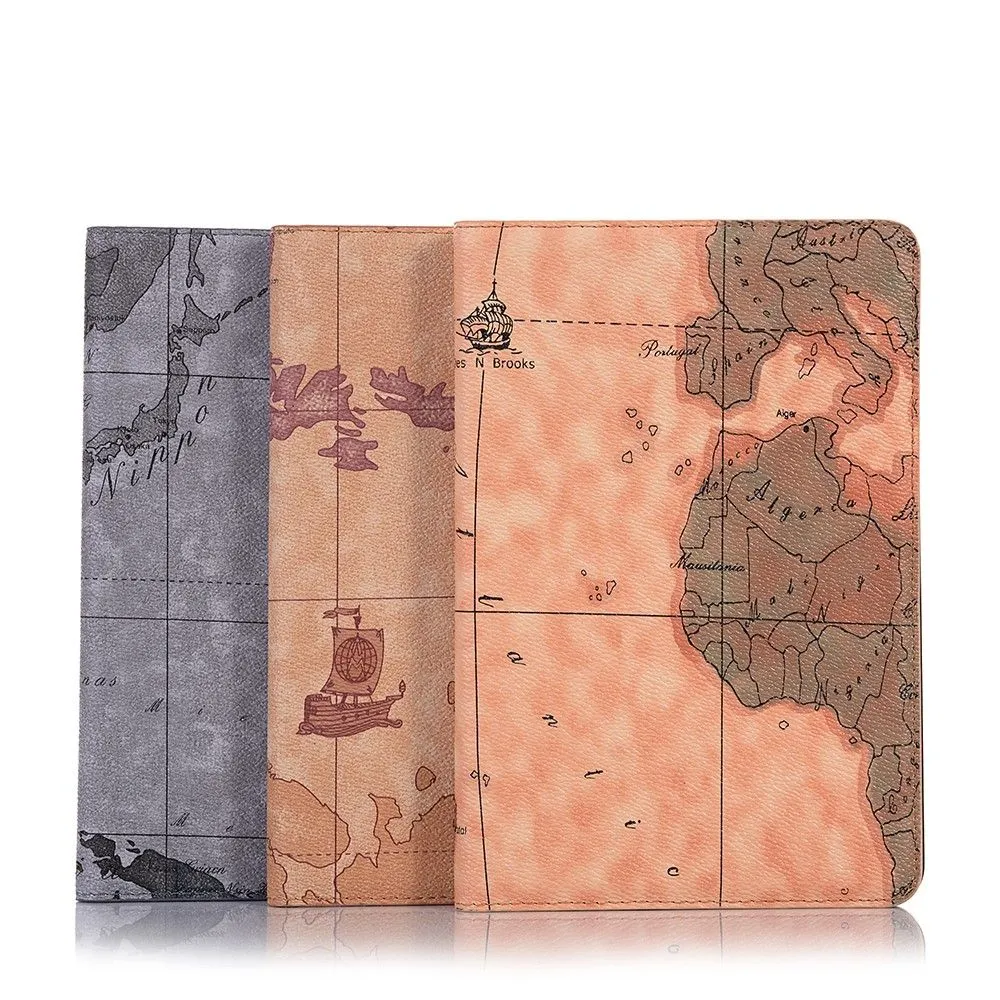 iPad 10.2 (2021) / (2020) / (2019) cool map pattern leather flip case - Grey