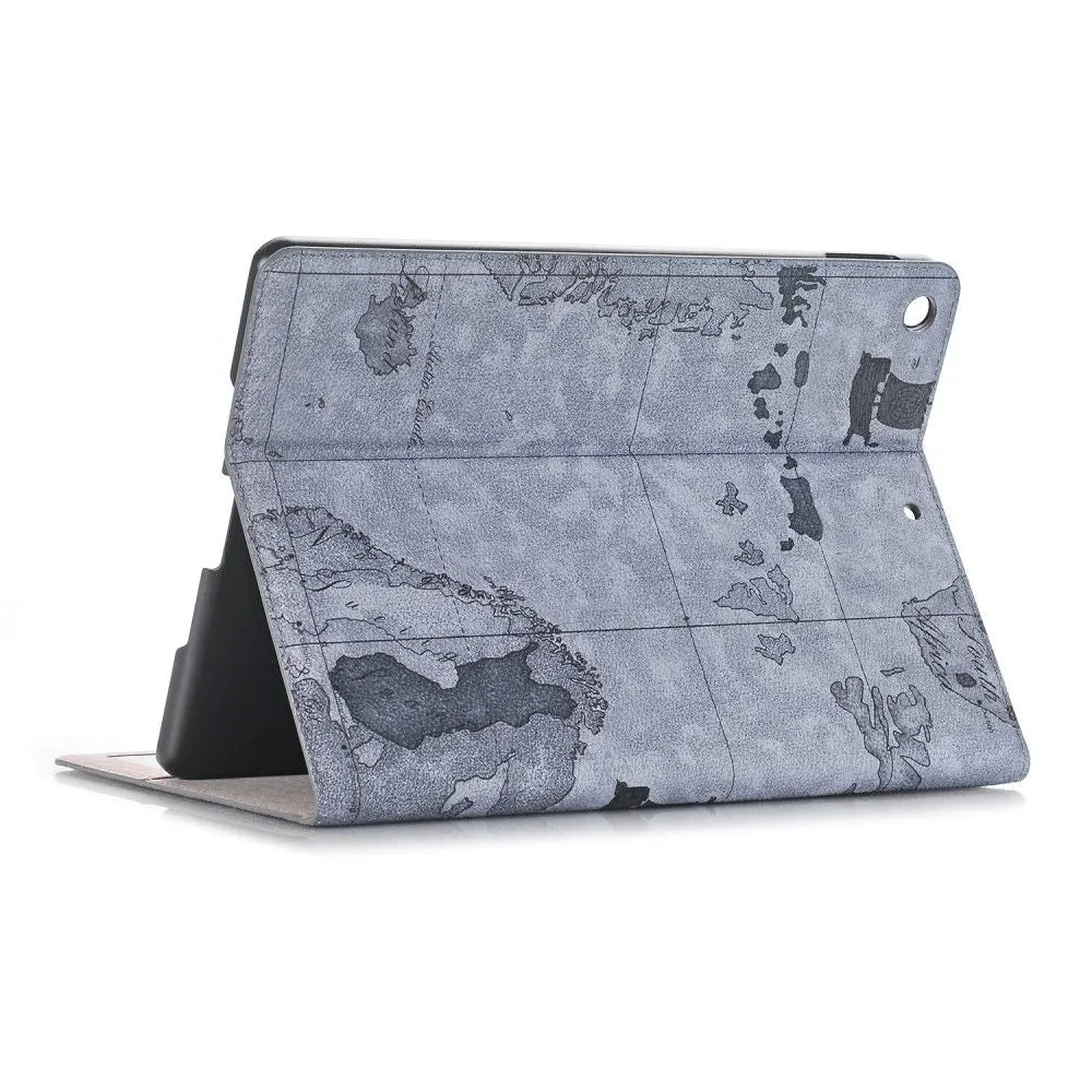 iPad 10.2 (2021) / (2020) / (2019) cool map pattern leather flip case - Grey