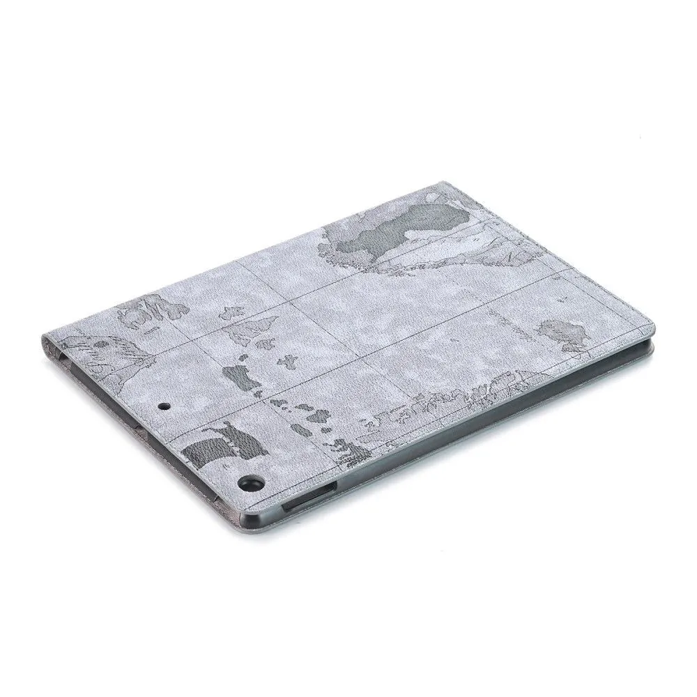 iPad 10.2 (2021) / (2020) / (2019) cool map pattern leather flip case - Grey