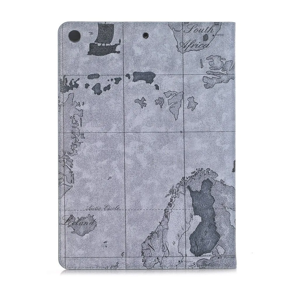 iPad 10.2 (2021) / (2020) / (2019) cool map pattern leather flip case - Grey