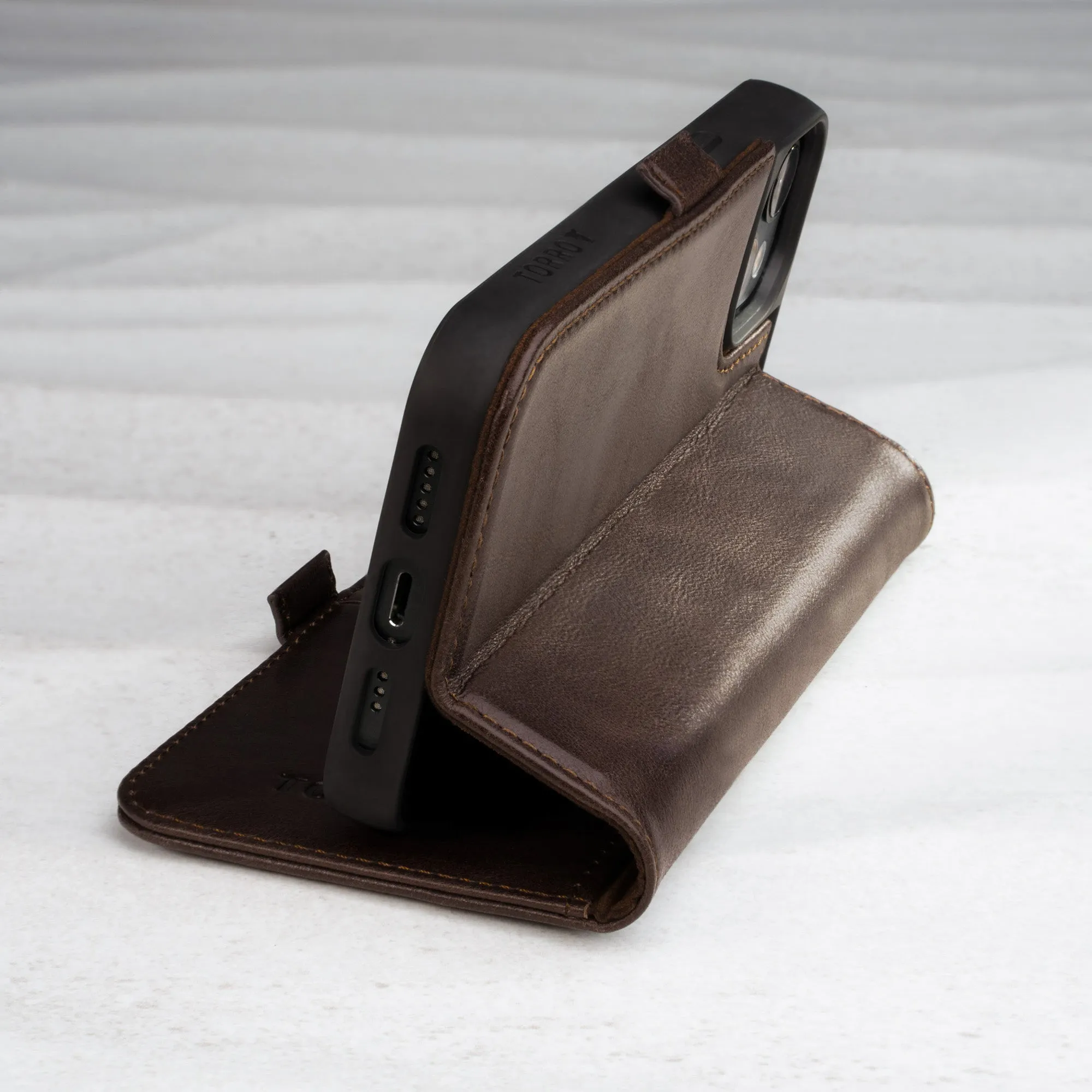 iPhone 14 Leather Case (with Stand function)