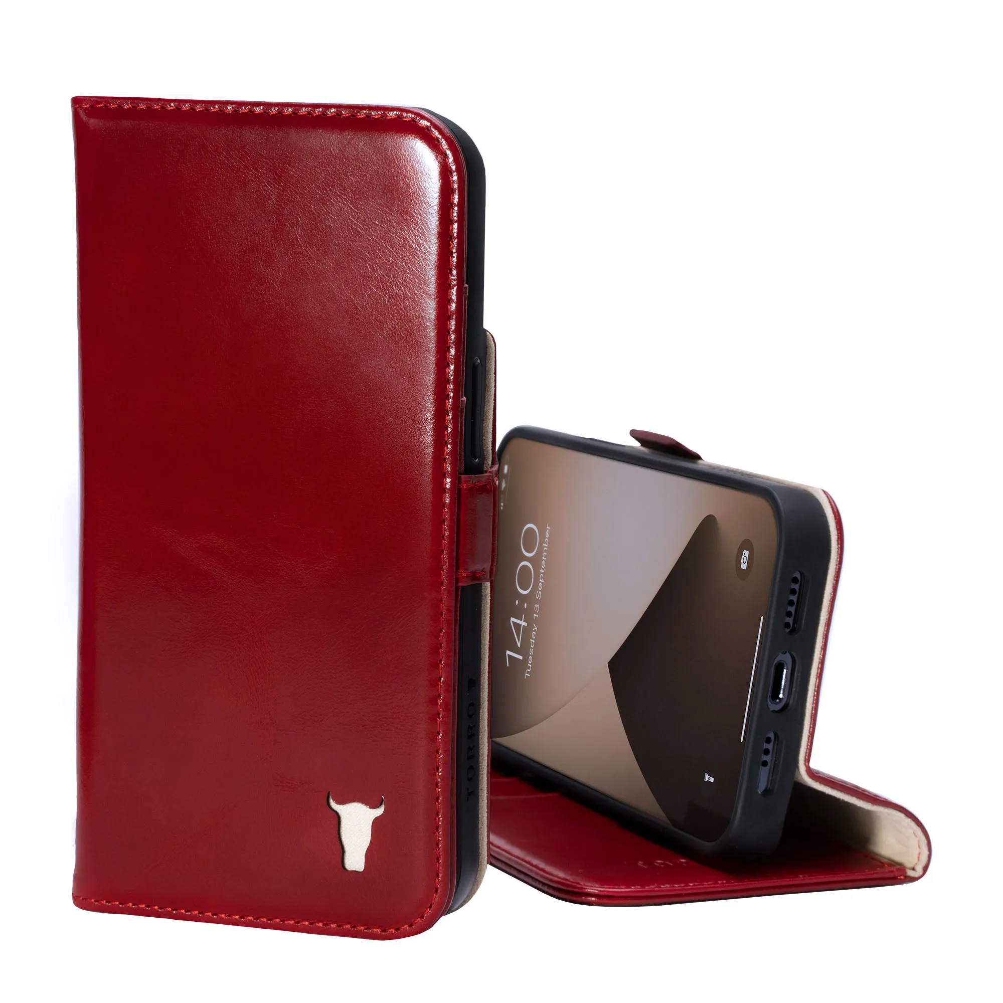 iPhone 14 Leather Case (with Stand function)