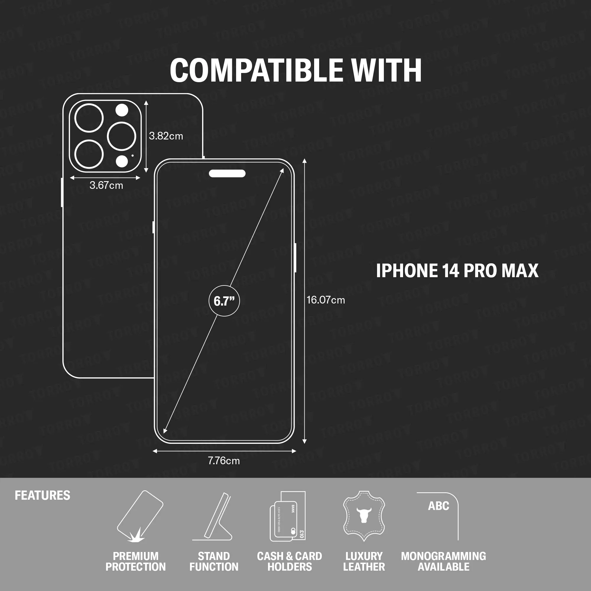 iPhone 14 Pro Max Leather Case (with Stand function)