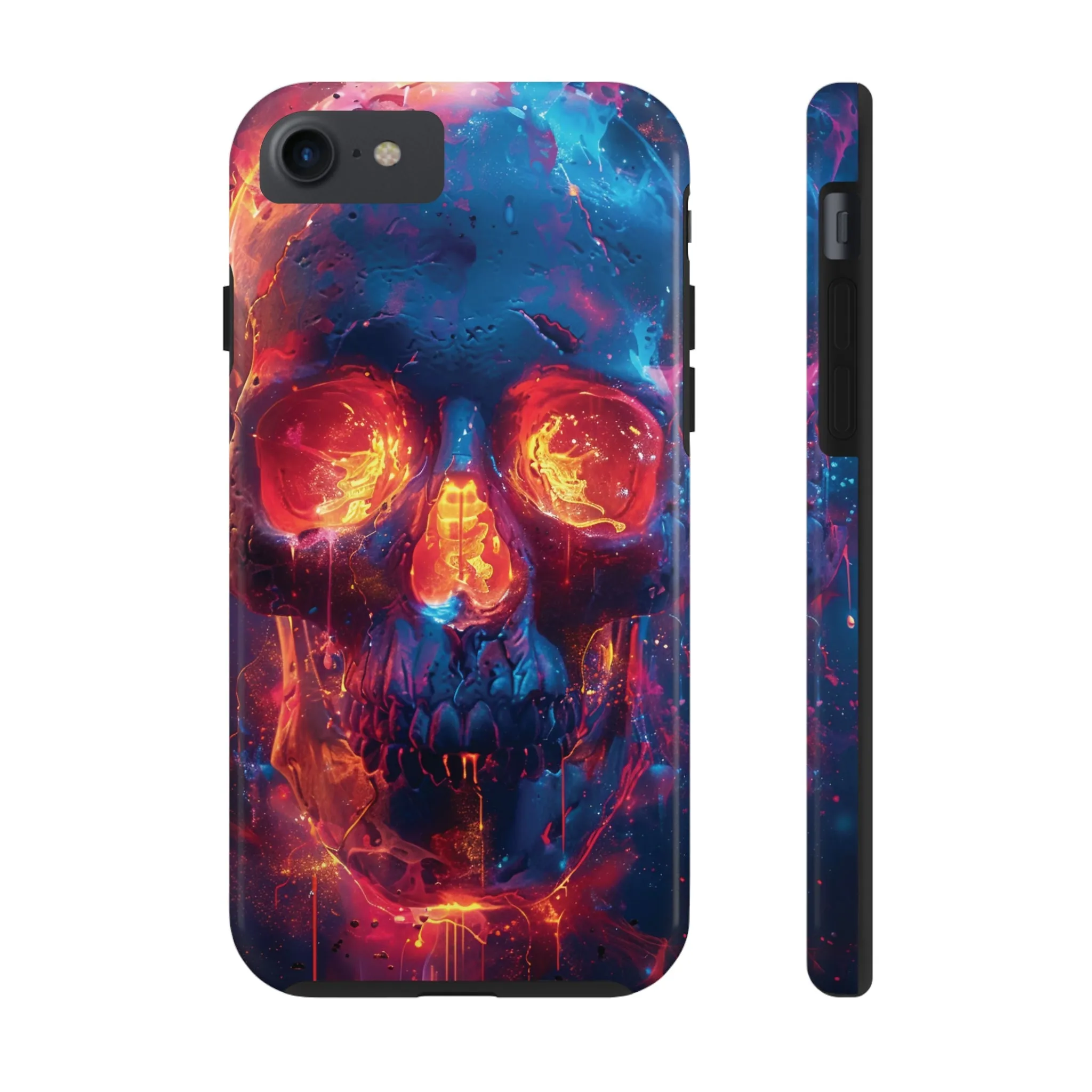 iPhone Case with Fiery Skull Design, Colorful Artistic Phone Protector, Durable and Stylish Case for iPhone Series, Protective Case for iPhone Models, Tough iPhone Case