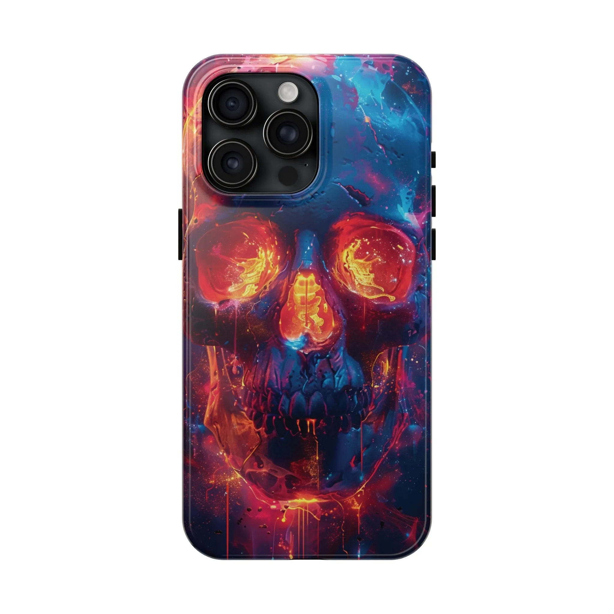 iPhone Case with Fiery Skull Design, Colorful Artistic Phone Protector, Durable and Stylish Case for iPhone Series, Protective Case for iPhone Models, Tough iPhone Case