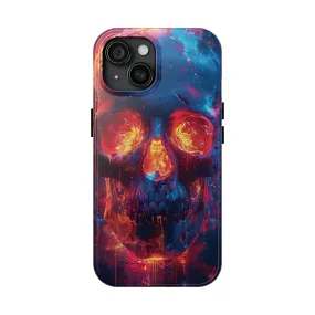 iPhone Case with Fiery Skull Design, Colorful Artistic Phone Protector, Durable and Stylish Case for iPhone Series, Protective Case for iPhone Models, Tough iPhone Case