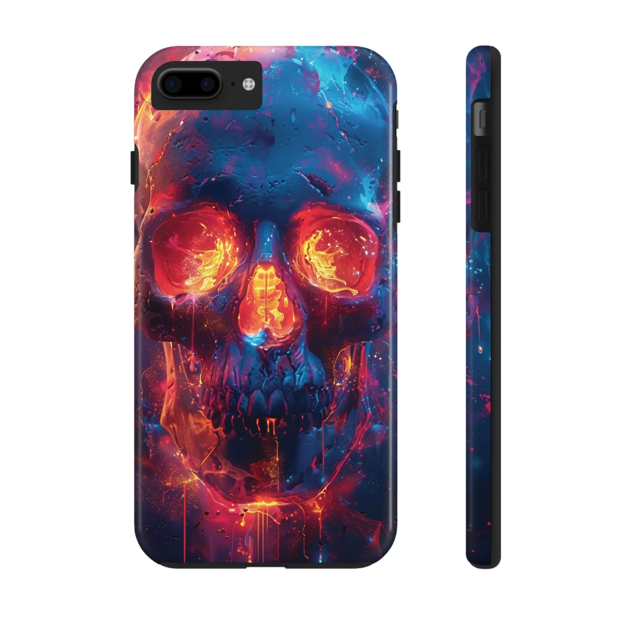 iPhone Case with Fiery Skull Design, Colorful Artistic Phone Protector, Durable and Stylish Case for iPhone Series, Protective Case for iPhone Models, Tough iPhone Case