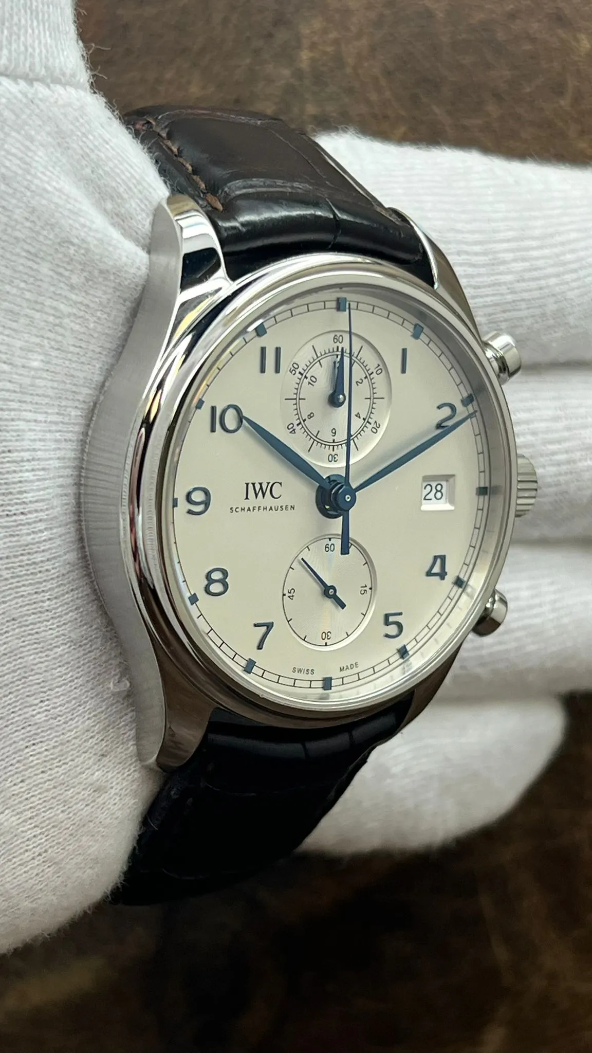 IWC Portugieser Chrono B&P with Factory Warranty IW390302 White Dial Automatic Men's Watch