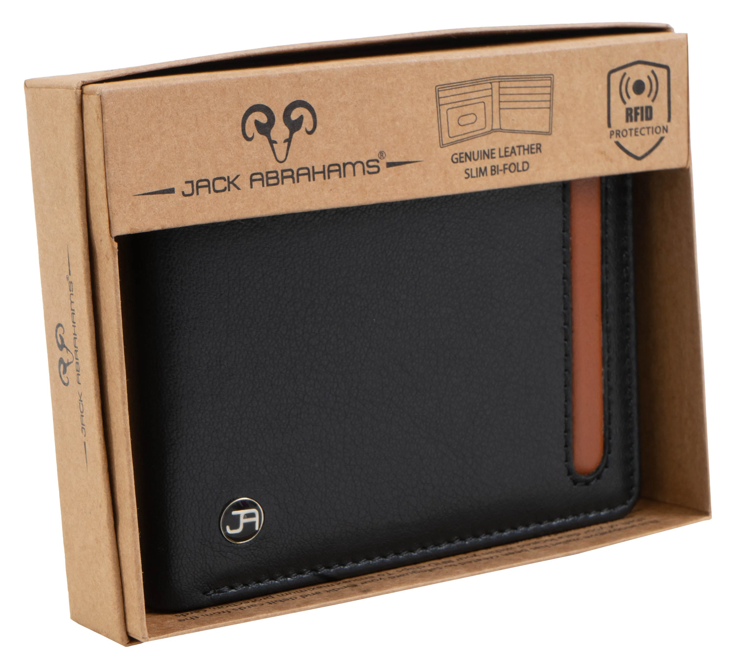 Jack Abrahams Bi-Fold RFID Wallet With Flip ID Window Pocket