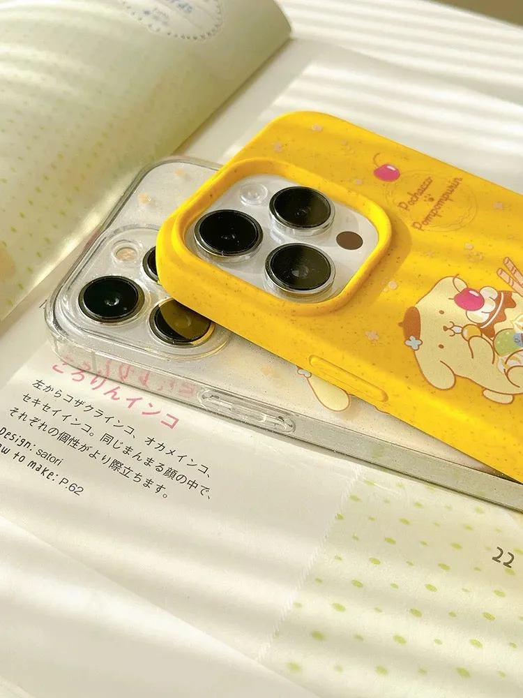 Japanese Cartoon Sanrio Pompompurin & Pochacco Pudding Ice Cream Desert - iPhone Case 12 13 14 15 Pro Promax