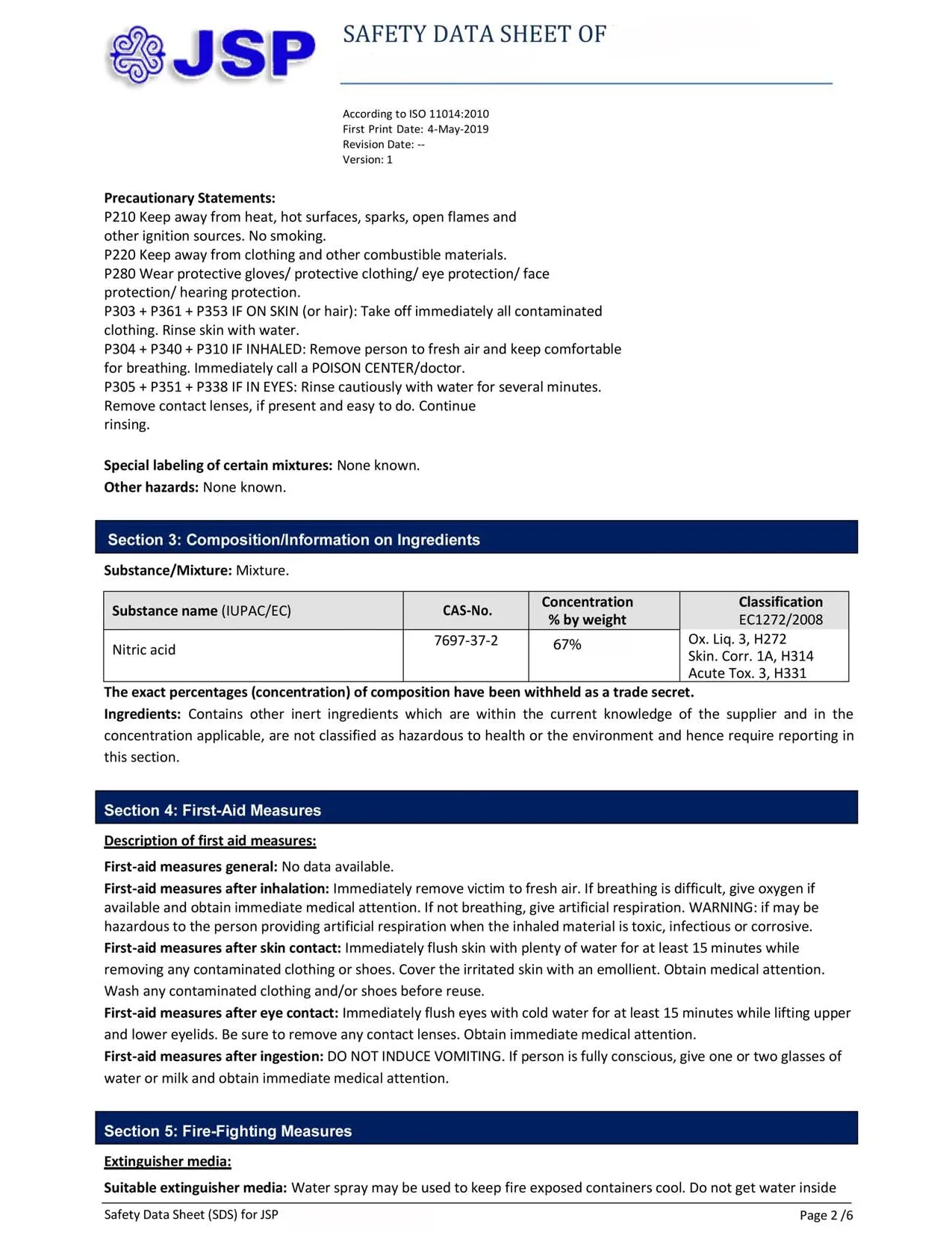 Kit For Making Aqua Regia Gold Refining JSP 32 oz. Nitric Acid 69.8% & 16 oz. Hydrochloric Acid 31%