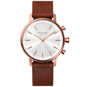 Kronaby Carat 38mm Hybrid Smartwatch - Silver, Brown Leather