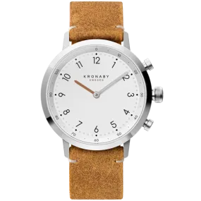 Kronaby Nord 41mm Hybrid Smartwatch - White, Brown Leather